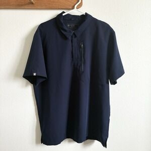 FIGS Polo Collared Pocket Nursing Short Sleeve Scrub Top Navy Blue Mens XL